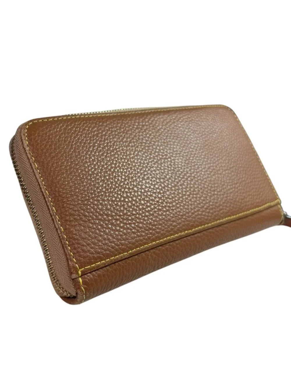 Dooney & Bourke Zip Around Large Wallet Carmel Brown Pebble Leather 8